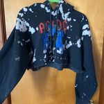 AC/DC Cropped Acid Wash Sweatshirt Black Photo 3