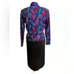 Vtg 60s 70s Ciao Purple Black Knit Wool Peplum Pencil Skirt Dress Sz M Hong Kong Size M Photo 1