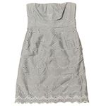 J.Crew 100% Cotton Strapless Eyelet Babydoll Mini Dress Scalloped Pockets Size 0 Photo 4