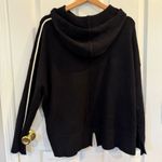 Talbots T by  Black Hooded Sweater XL White Stripe Sleeve Cozy Knit Pullover Photo 9