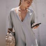 Free People NEW! $60 Movement XS HOT SHOT TEE ROMPER Shorts ONESIE Washed Black Photo 11