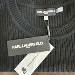 Karl Lagerfeld Black Ribbed Oversized Cotton Blend Sweater Gold Hardware Size XL Photo 2