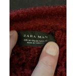 ZARA Man Sweater Mens Medium Red Cable Knit Chunky Button Front Cardigan Photo 5