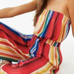 Forever 21 Strapless Striped Satin Palazzo Jumpsuit Photo 1