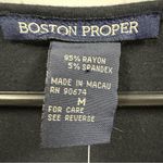 Boston Proper Black Rayon Wrap Peplum Embellished Velvet Waist Long Sleeve M Photo 7