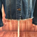 Per Se  Frayed Raw Hem Blue Denim Jean Jacket Photo 6