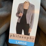Philosophy Jacket Charcoal Gray Faux Suede Leather Womens Large New Photo 4