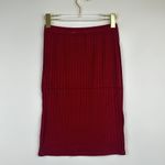 After Market  Red Burgundy Pleated Midi Skirt Side Slits Size Small Photo 4