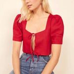Reformation Red Linen Ina Top Photo 0