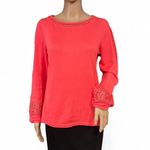 Boden USA BODEN Womens Coral Pink Sweater Size 6 Lace Cutout Detail Long Sleeve Photo 0