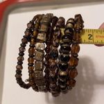 Large Chunky Stretchy Spiral Bracelet Beaded Dark Multi Colors Photo 2