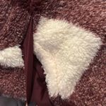 The North Face Plaid Sherpa Jacket - Burgundy and Cream Photo 2