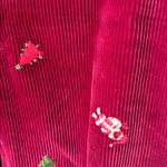 Vintage red corduroy Christmas embroidered pants Size M Photo 3