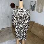 Venus beige & black leopard & cheetah print long sleeve mini sweater dress SZ S Photo 2