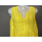 Merona  Shirt Womens XL Yellow Sleeveless Swiss Dot Peplum Babydoll Split Neck Photo 1