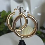Gold Chunky Round Swirl Hoop Earrings Photo 2