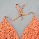 Orange Lace Crochet Eyelet Tie Sports Bra Bikini Bralette Swim Top S Small Photo 2