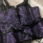 Corset style top purple/black damage zipper M Size M Photo 7