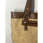 CHAPS  Women's Faux Straw Leather Trim Shoulder Bag Purse Brown OS NWOT Photo 8