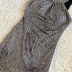 Cache Silver Metallic Beaded Embellished Evening Gown Maxi Dress 0 XS Y2K Photo 5