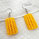 Corn On The Cob Earrings, Novelty Earrings, Concert Festival, Crawfish Boil BBQ Yellow Photo 0