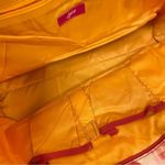 J Jill Orange Red Floral Canvas Tote Handbag Fall Shoppers Classic Shoulder Bag Photo 6