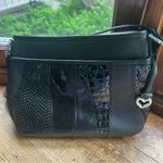 Brighton Black Leather Textured Shoulder Bag with Silver Hardware Photo 1