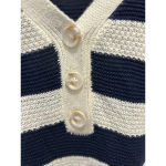 Staccato Womens Large Knit Vest Top Sleeveless Blue White Stripe‎ Nautical Photo 1