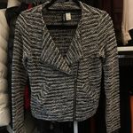 H&M Black & White Tweed Style Zip Up Blazer Style Sweater Photo 0