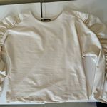 ZARA Long Sleeve Boxy But Spandex Boat Neck Top Cream Photo 0