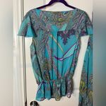 Sunny Leigh Vintage Y2K Blue Paisley Print Handkerchief Skirt and Top Set Sz Med Photo 5