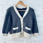 ZARA WOMAN GRAY / BEIGE KNIT CARDIGAN WITH CONTRAST TRIMS M Photo 5