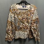 Westbound B20-Women's Top XL Brown Animal Print Long Sleeve Photo 0
