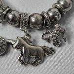 Silver Stretch Bracelet with CZ Horse Charms Photo 4