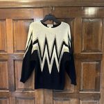 Cezanne Vintage 80’s Sweater Black Gold Geometric Pattern Pullover Size Large Photo 2