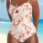 Old Navy Tie-Front Keyhole Bandeau-Style One-Piece swimsuit Size medium tropical Photo 0