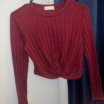 Altar'd State Burgundy Front Twist Crop Top Photo 1