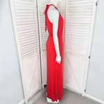 Charlotte Russe  Tie Neck Halter Maxi Dress Coral Orange Small Sleeveless Photo 3