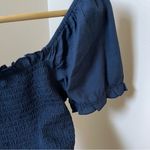 Miami Francesca’s Navy Puff Sleeve Smocked Crop Top (Blue) - small Photo 5