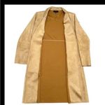 Premise Studio Faux Suede Leather Longline Jacket Trench Coat Camel Tan Size M ECU Photo 1