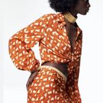 ZARA  printed cropped knot beaded cuff blouse NWT Photo 4