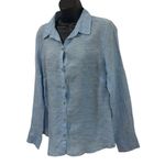 Joie  Women’s Linens Top Blue Button Down Long Sleeve Size M Photo 2