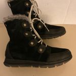 Sorel women black suede fur explorer Joan waterproof boots size 8.5 Photo 7