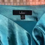 Lulus Flirty Days Teal Blue Satin Mini Skirt Photo 4