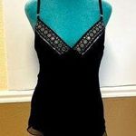 Laundry by Shelli Segal 100% Silk Black Handkerchief Hem Cami Top Size M Photo 0