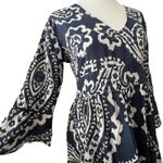 La Plage Dress Medium 100% Cotton Coverup Midi Resort Bohemian Crochet Cruise Blue Photo 4