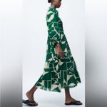 ZARA  green and cream tiered button front maxi dress size small Photo 2