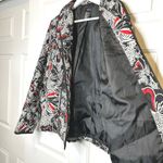 RQT Vintage Jacket XL Black Red Floral Print Quilted Zip Front Blazer jacket Photo 3