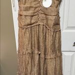 Storia  Spaghetti Straps Floral Brown Dress Ruffles Lined Size Large Photo 4