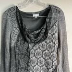 Adore Black Gray Mixed Textiles Lagonlook Asymmetrical Floral Tunic Top Photo 1